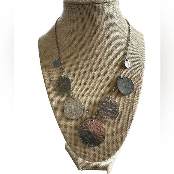 Jewelry Vclm Hammered Disk Silver Necklace Poshmark